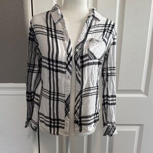 Rails Black and White Plaid Button-Down Shirt - Size Medium